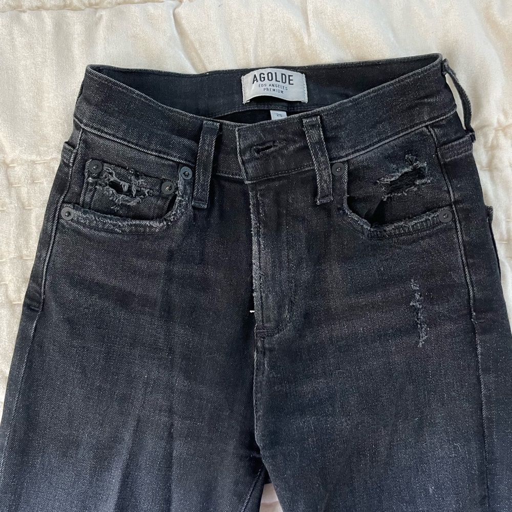 Black AGOLDE distressed skinny jeans
